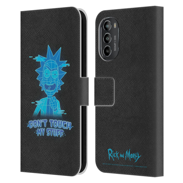 Rick And Morty Season 5 Graphics Don't Touch My Stuff Leather Book Wallet Case Cover For Motorola Moto G82 5G