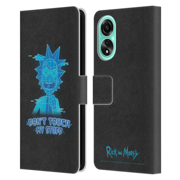 Rick And Morty Season 5 Graphics Don't Touch My Stuff Leather Book Wallet Case Cover For OPPO A78 5G