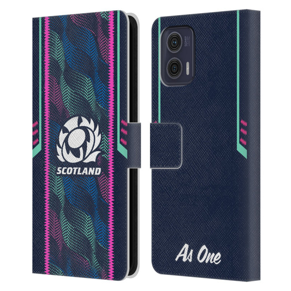 Scotland Rugby 2023/24 Crest Kit Wave Training Leather Book Wallet Case Cover For Motorola Moto G73 5G