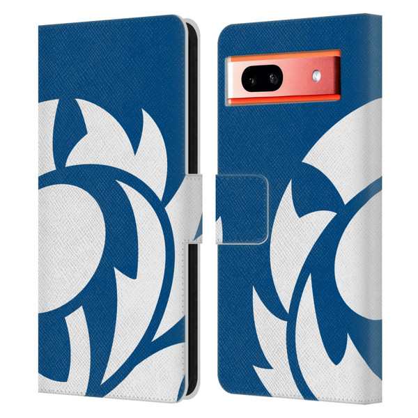 Scotland Rugby Oversized Thistle Saltire Blue Leather Book Wallet Case Cover For Google Pixel 7a