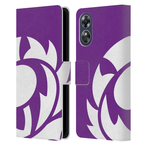 Scotland Rugby Oversized Thistle Purple Heather Leather Book Wallet Case Cover For OPPO A17