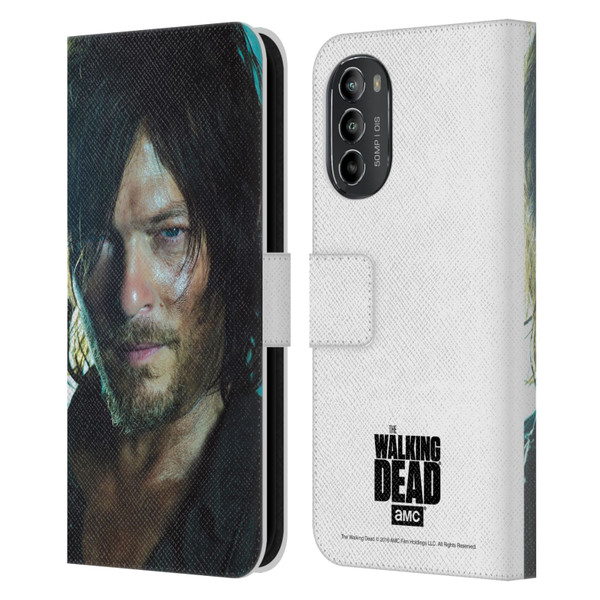 AMC The Walking Dead Characters Daryl Leather Book Wallet Case Cover For Motorola Moto G82 5G