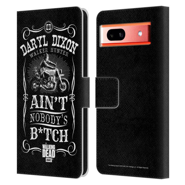 AMC The Walking Dead Daryl Dixon Biker Art Motorcycle Black White Leather Book Wallet Case Cover For Google Pixel 7a