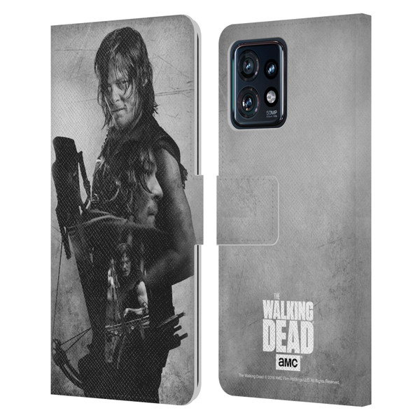 AMC The Walking Dead Double Exposure Daryl Leather Book Wallet Case Cover For Motorola Moto Edge 40 Pro