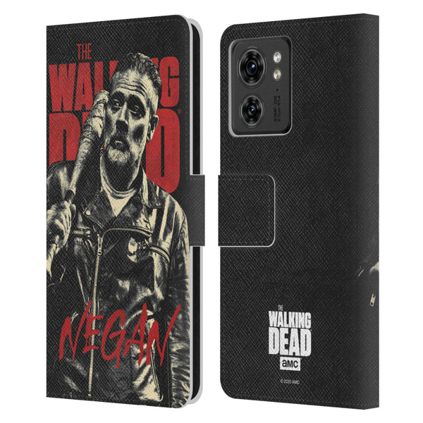 AMC The Walking Dead Season 10 Character Portraits Negan Leather Book Wallet Case Cover For Motorola Moto Edge 40