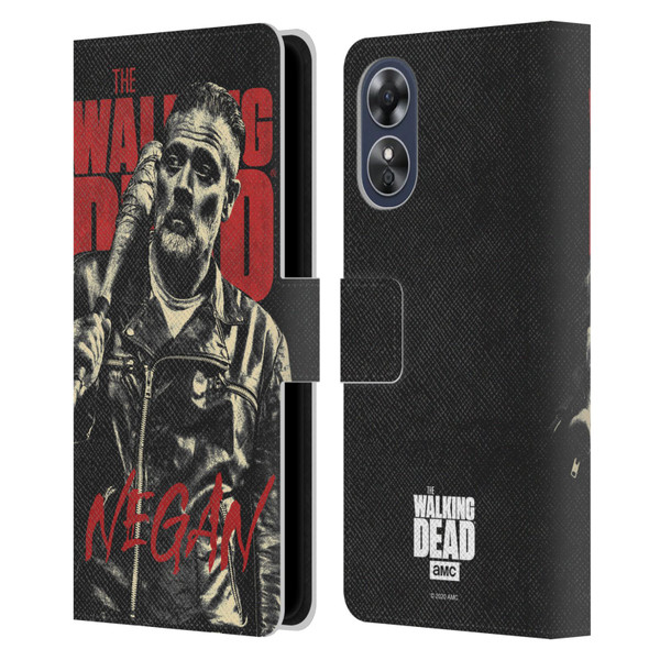 AMC The Walking Dead Season 10 Character Portraits Negan Leather Book Wallet Case Cover For OPPO A17