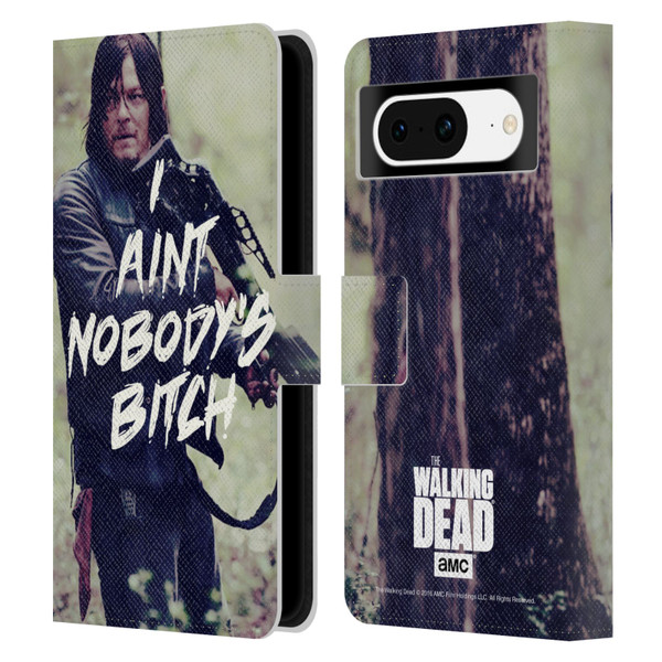 AMC The Walking Dead Typography Daryl Leather Book Wallet Case Cover For Google Pixel 8