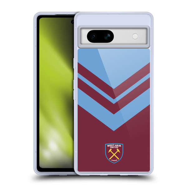 West Ham United FC Crest Graphics Arrowhead Lines Soft Gel Case for Google Pixel 7a