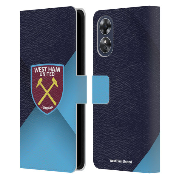 West Ham United FC Crest Blue Gradient Leather Book Wallet Case Cover For OPPO A17