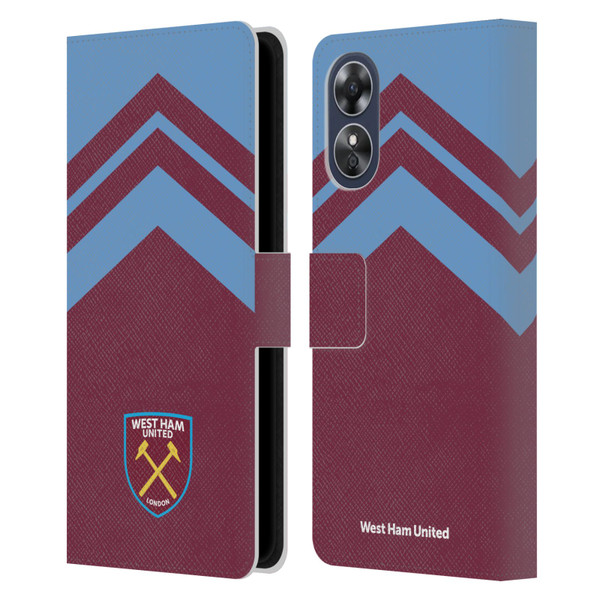 West Ham United FC Crest Graphics Arrowhead Lines Leather Book Wallet Case Cover For OPPO A17