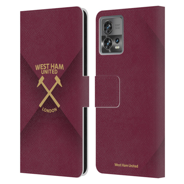 West Ham United FC Hammer Marque Kit Gradient Leather Book Wallet Case Cover For Motorola Moto Edge 30 Fusion