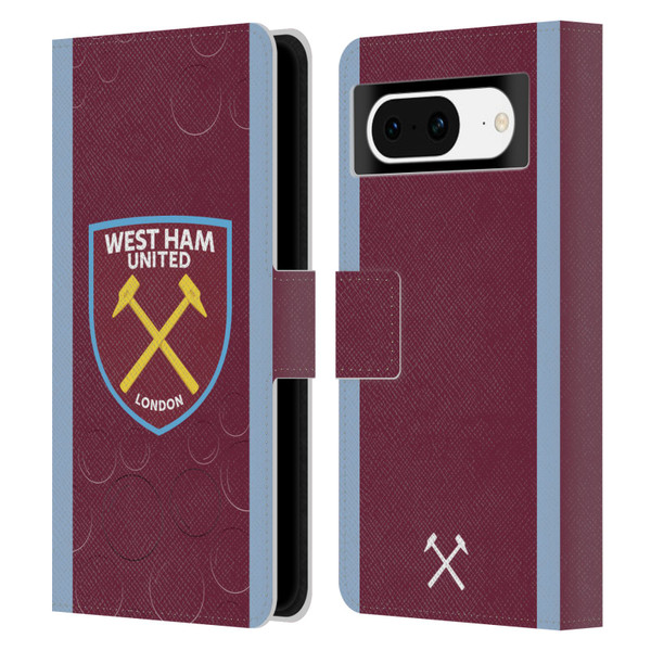 West Ham United FC 2023/24 Crest Kit Home Leather Book Wallet Case Cover For Google Pixel 8