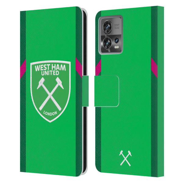 West Ham United FC 2023/24 Crest Kit Home Goalkeeper Leather Book Wallet Case Cover For Motorola Moto Edge 30 Fusion