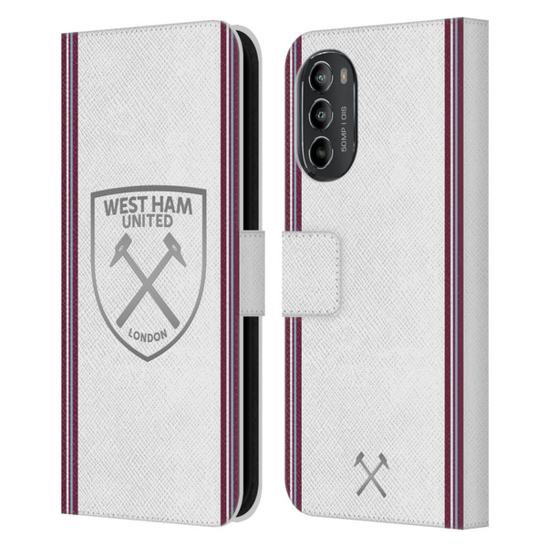 West Ham United FC 2023/24 Crest Kit Away Leather Book Wallet Case Cover For Motorola Moto G82 5G