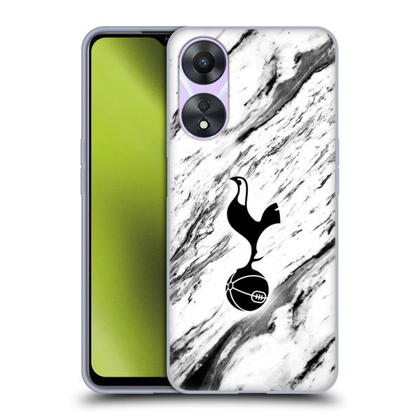 Tottenham Hotspur F.C. Badge Black And White Marble Soft Gel Case for OPPO A78 5G