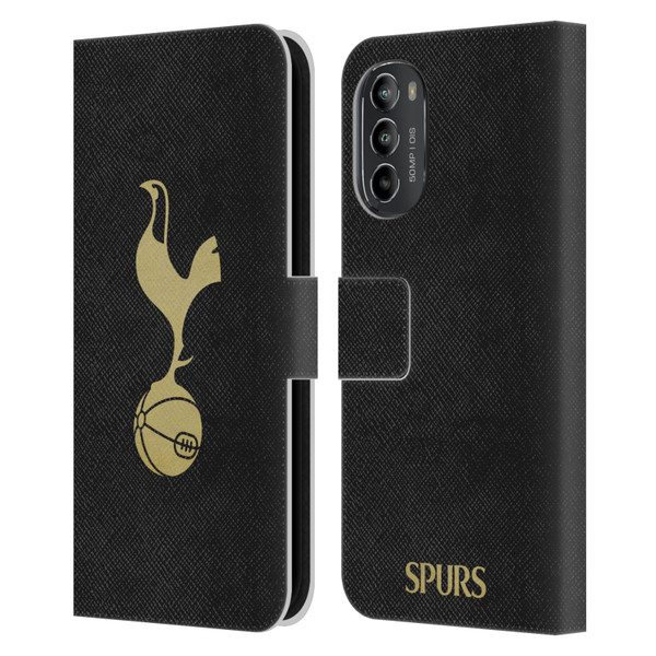 Tottenham Hotspur F.C. Badge Black And Gold Leather Book Wallet Case Cover For Motorola Moto G82 5G