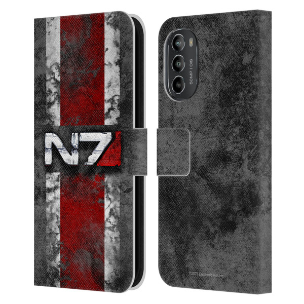 EA Bioware Mass Effect Graphics N7 Logo Distressed Leather Book Wallet Case Cover For Motorola Moto G82 5G