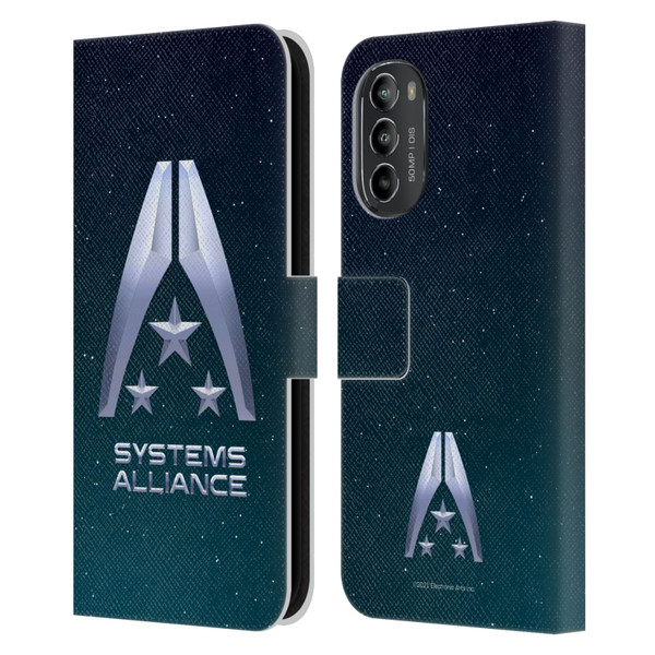 EA Bioware Mass Effect Graphics Systems Alliance Logo Leather Book Wallet Case Cover For Motorola Moto G82 5G