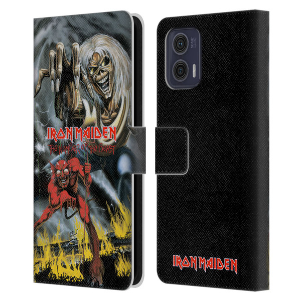 Iron Maiden Graphics The Number Of The Beast Leather Book Wallet Case Cover For Motorola Moto G73 5G