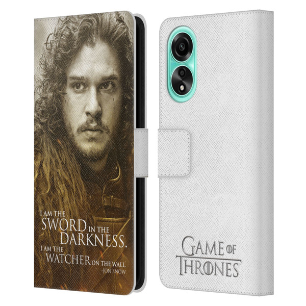 HBO Game of Thrones Character Portraits Jon Snow Leather Book Wallet Case Cover For OPPO A78 4G