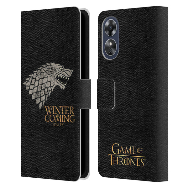 HBO Game of Thrones House Mottos Stark Leather Book Wallet Case Cover For OPPO A17