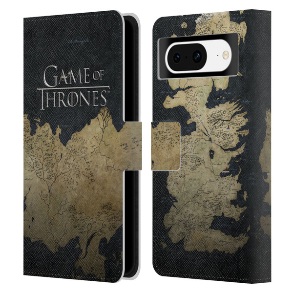HBO Game of Thrones Key Art Westeros Map Leather Book Wallet Case Cover For Google Pixel 8