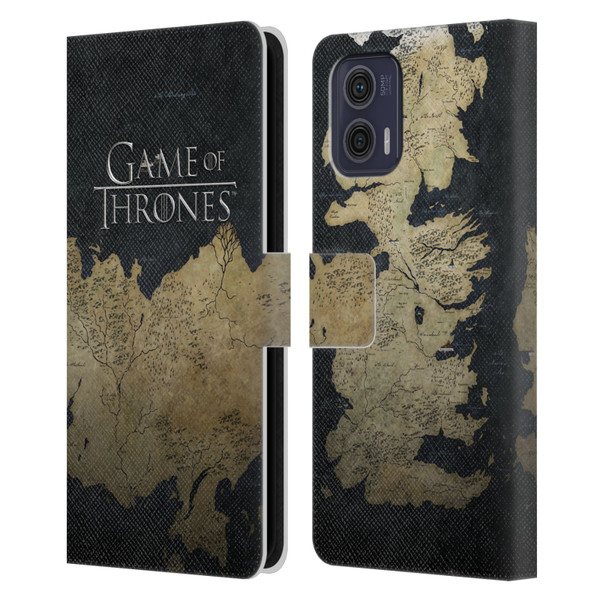 HBO Game of Thrones Key Art Westeros Map Leather Book Wallet Case Cover For Motorola Moto G73 5G