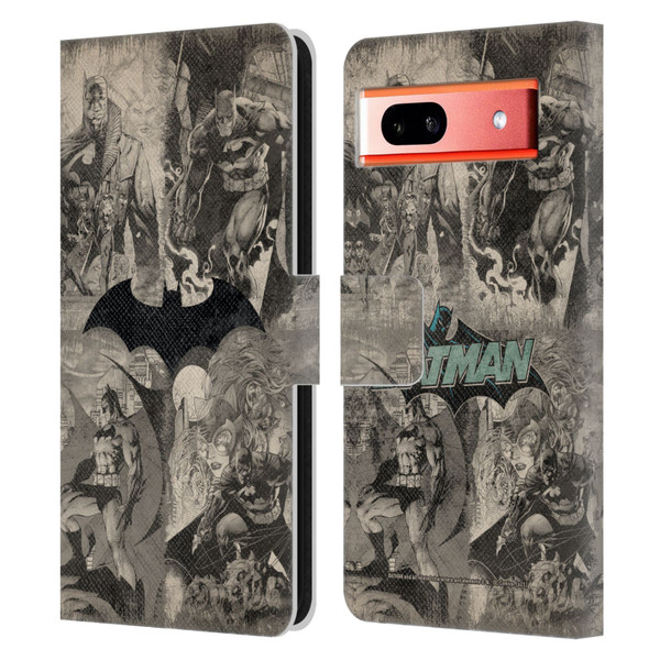 Batman DC Comics Hush Logo Collage Distressed Leather Book Wallet Case Cover For Google Pixel 7a