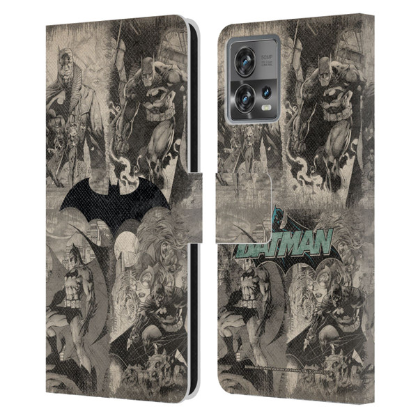 Batman DC Comics Hush Logo Collage Distressed Leather Book Wallet Case Cover For Motorola Moto Edge 30 Fusion