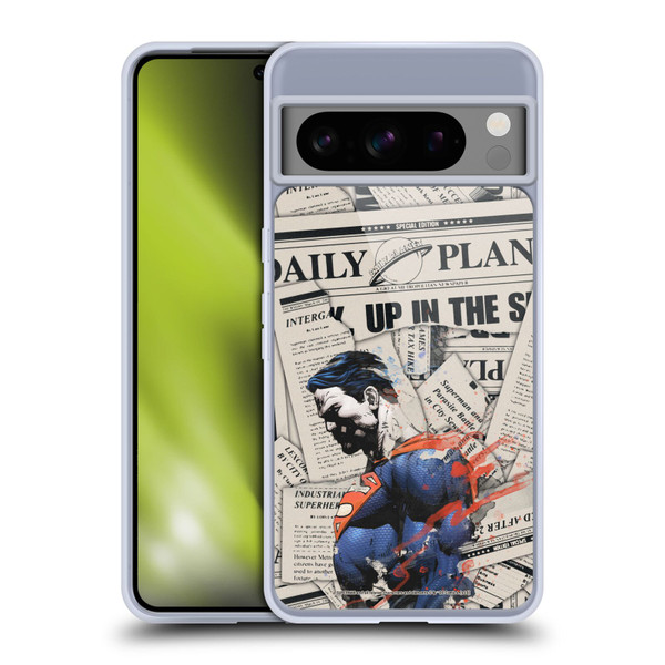Superman DC Comics 80th Anniversary Newspaper Soft Gel Case for Google Pixel 8 Pro