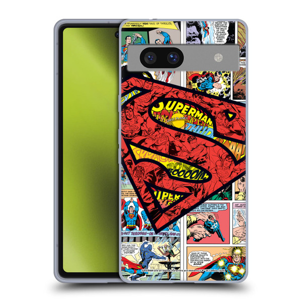 Superman DC Comics Comicbook Art Oversized Logo Soft Gel Case for Google Pixel 7a