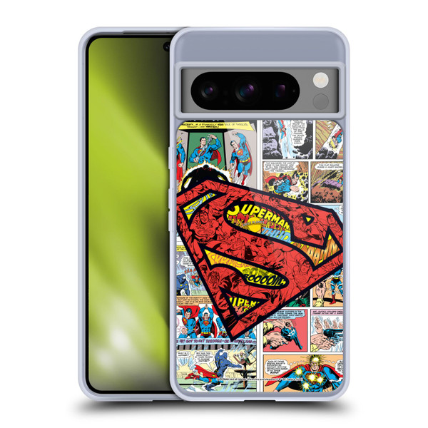 Superman DC Comics Comicbook Art Oversized Logo Soft Gel Case for Google Pixel 8 Pro
