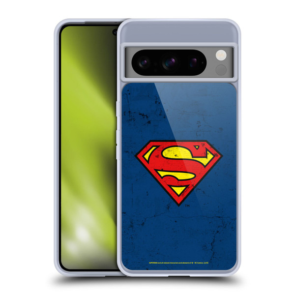 Superman DC Comics Logos Distressed Look Soft Gel Case for Google Pixel 8 Pro