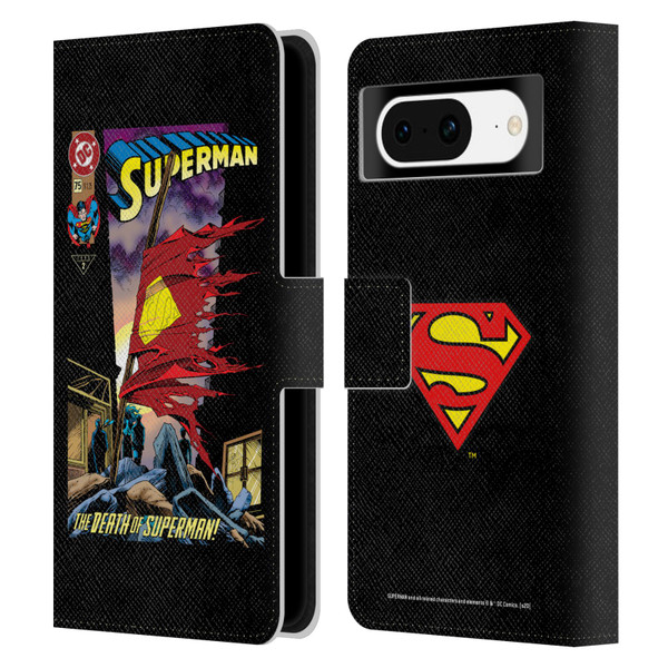 Superman DC Comics Famous Comic Book Covers Death Leather Book Wallet Case Cover For Google Pixel 8
