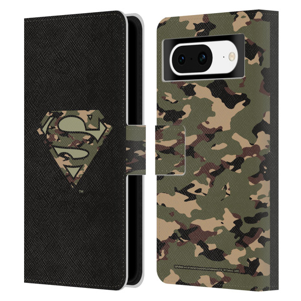 Superman DC Comics Logos Camouflage Leather Book Wallet Case Cover For Google Pixel 8