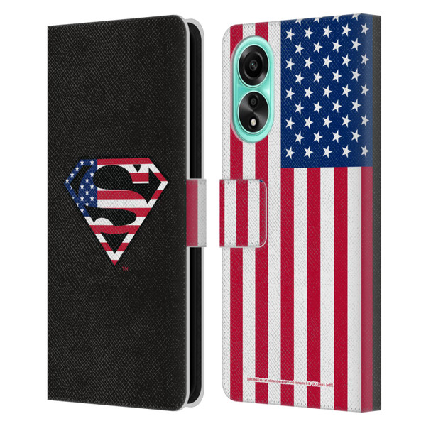 Superman DC Comics Logos U.S. Flag 2 Leather Book Wallet Case Cover For OPPO A78 4G