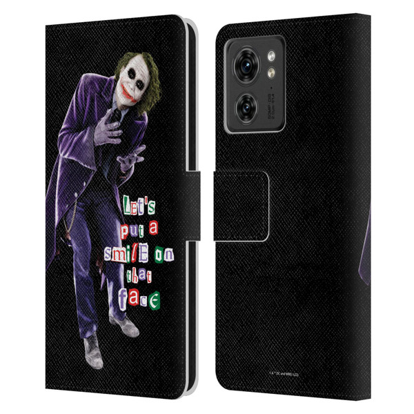 The Dark Knight Graphics Joker Put A Smile Leather Book Wallet Case Cover For Motorola Moto Edge 40
