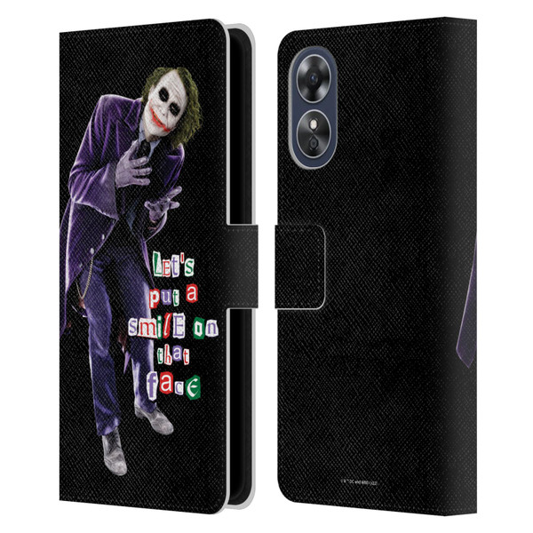 The Dark Knight Graphics Joker Put A Smile Leather Book Wallet Case Cover For OPPO A17