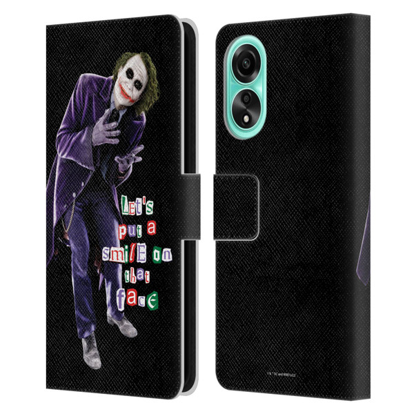 The Dark Knight Graphics Joker Put A Smile Leather Book Wallet Case Cover For OPPO A78 5G