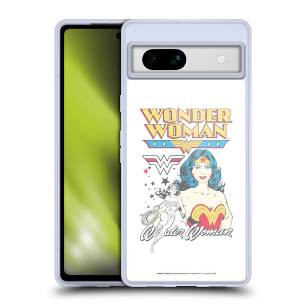 Wonder Woman DC Comics Vintage Art White Soft Gel Case for Google Pixel 7a