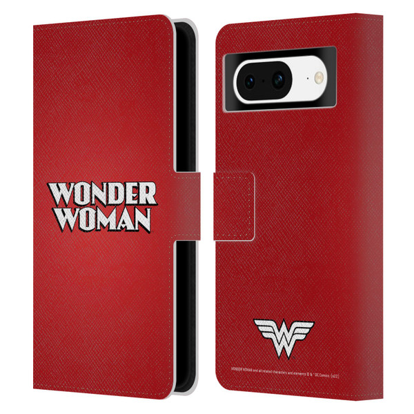 Wonder Woman DC Comics Logos Text Leather Book Wallet Case Cover For Google Pixel 8