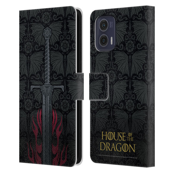 House Of The Dragon: Television Series Graphics Sword Leather Book Wallet Case Cover For Motorola Moto G73 5G