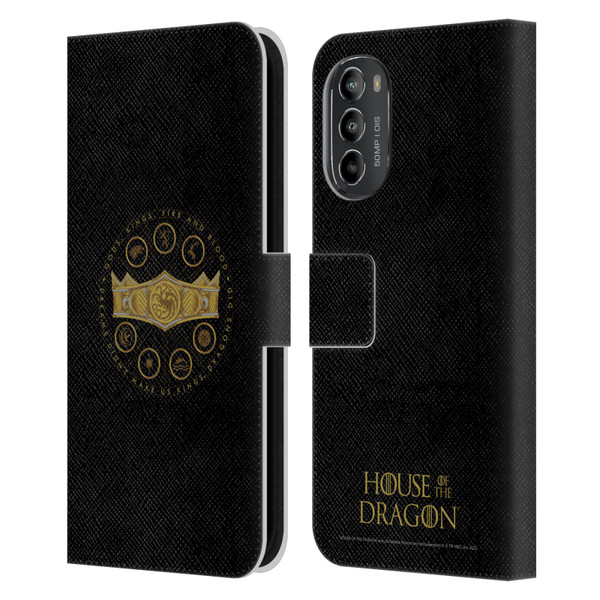 House Of The Dragon: Television Series Graphics Crown Leather Book Wallet Case Cover For Motorola Moto G82 5G