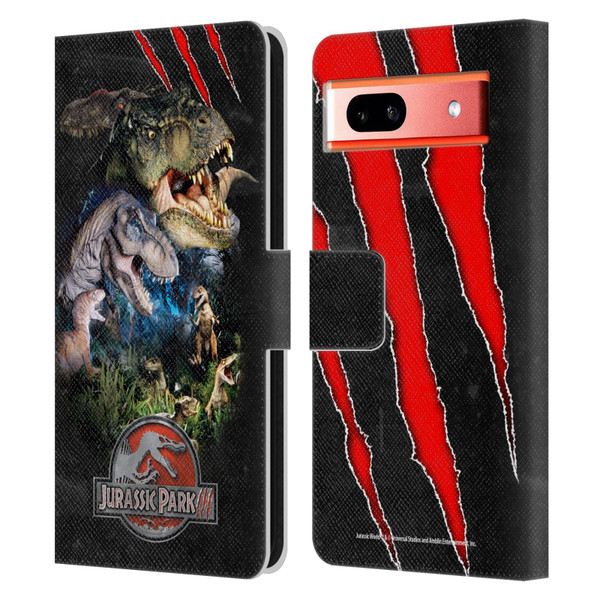 Jurassic Park III Key Art Dinosaurs Leather Book Wallet Case Cover For Google Pixel 7a