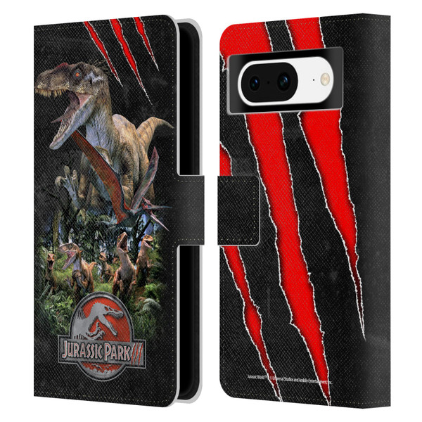 Jurassic Park III Key Art Dinosaurs 3 Leather Book Wallet Case Cover For Google Pixel 8