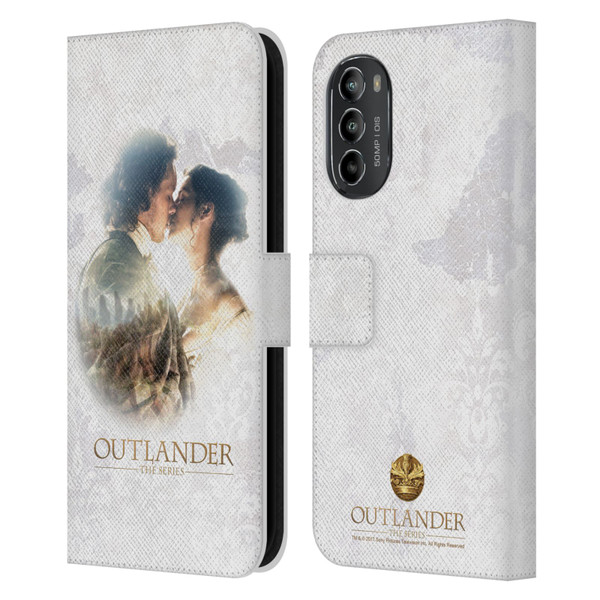 Outlander Portraits Claire & Jamie Kiss Leather Book Wallet Case Cover For Motorola Moto G82 5G