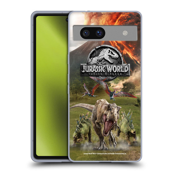 Jurassic World Fallen Kingdom Key Art Dinosaurs Escape Soft Gel Case for Google Pixel 7a