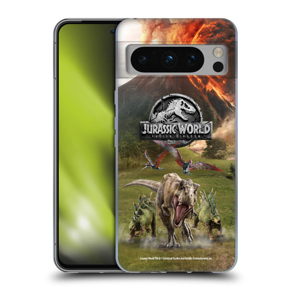 Jurassic World Fallen Kingdom Key Art Dinosaurs Escape Soft Gel Case for Google Pixel 8 Pro