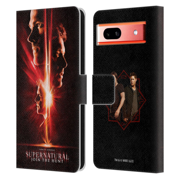 Supernatural Key Art Sam, Dean & Castiel Leather Book Wallet Case Cover For Google Pixel 7a