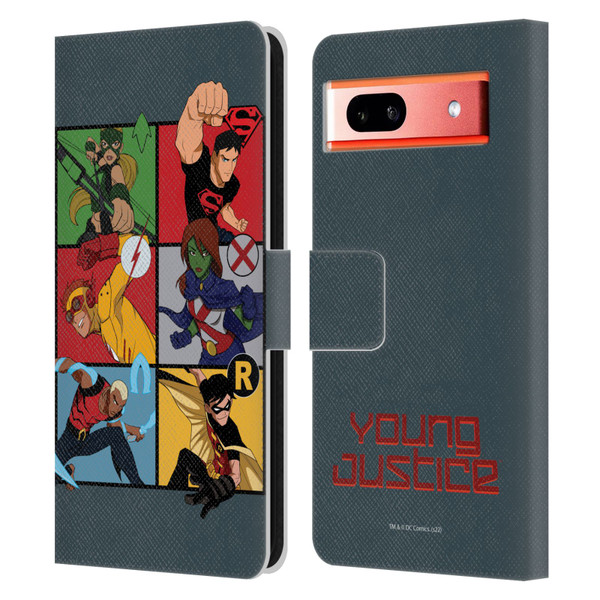 Young Justice Graphics Character Art Leather Book Wallet Case Cover For Google Pixel 7a